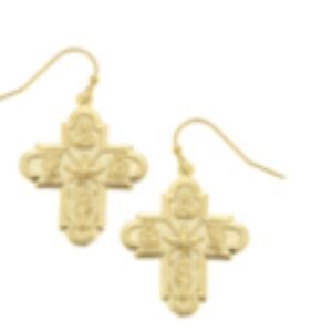 Gold Cross Dangle Earrings